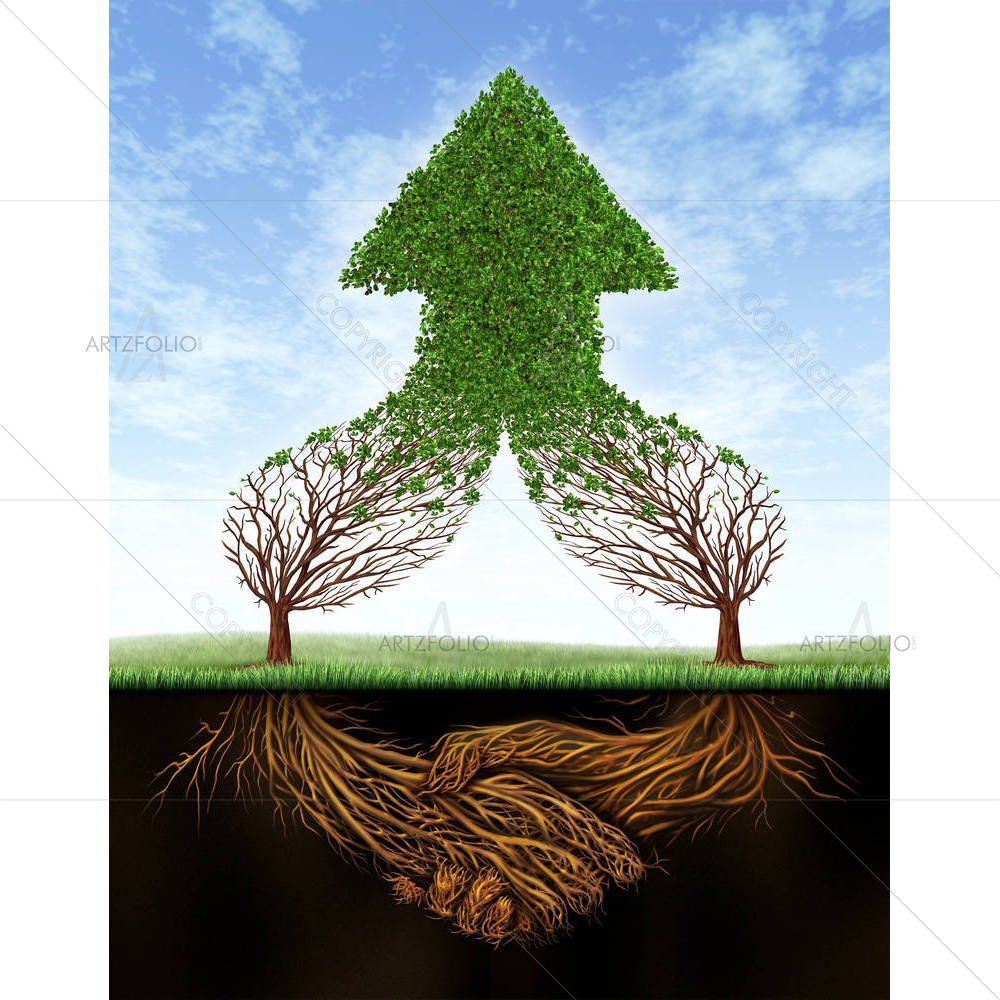 Business Deal Growth & Team Partnership — custom-size art design 5001570