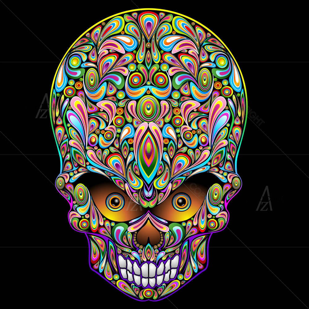Psychedelic Skull Pop Art Design — custom-size art design 5001573