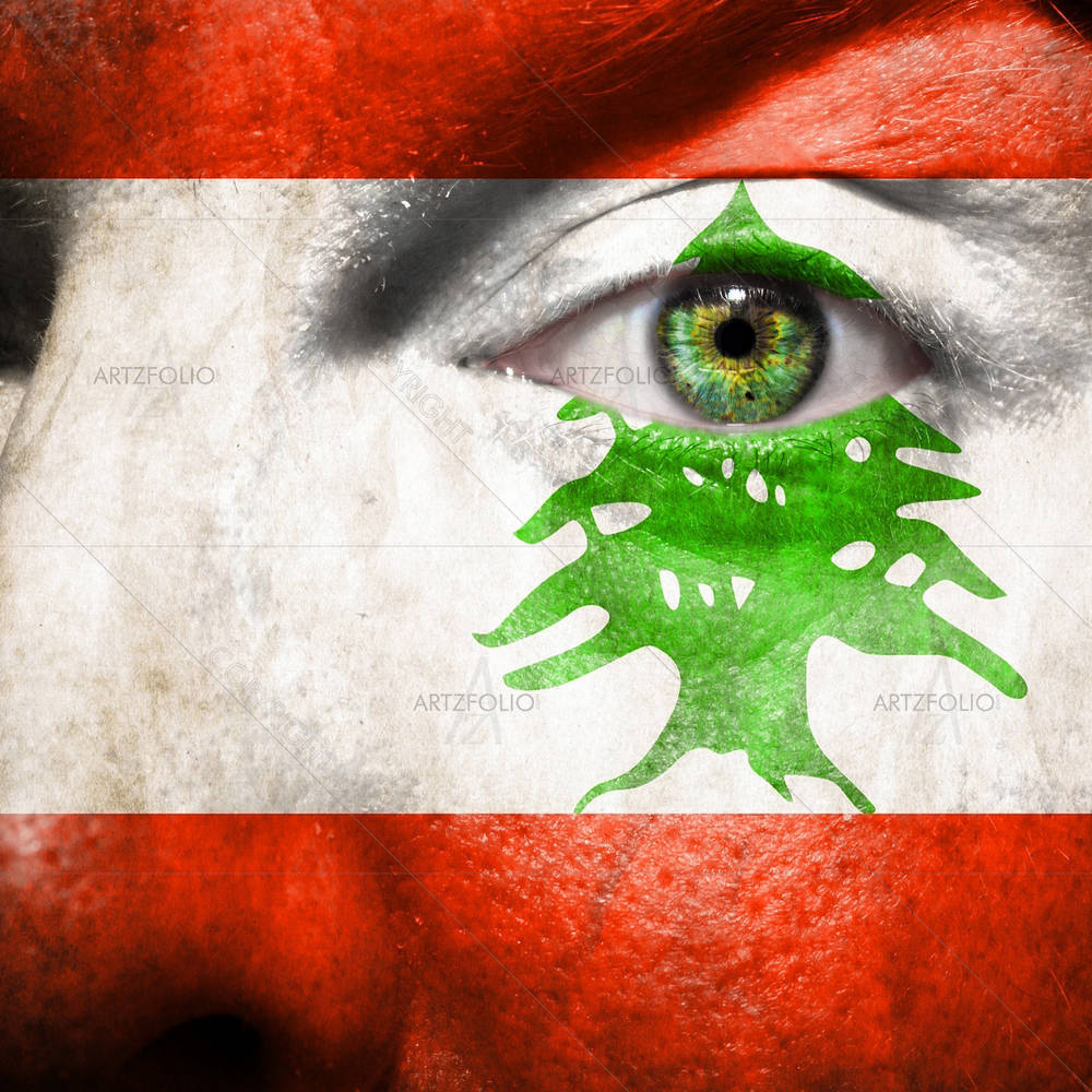 Lebanon Flag Painted On Face — custom-size art design 5001584
