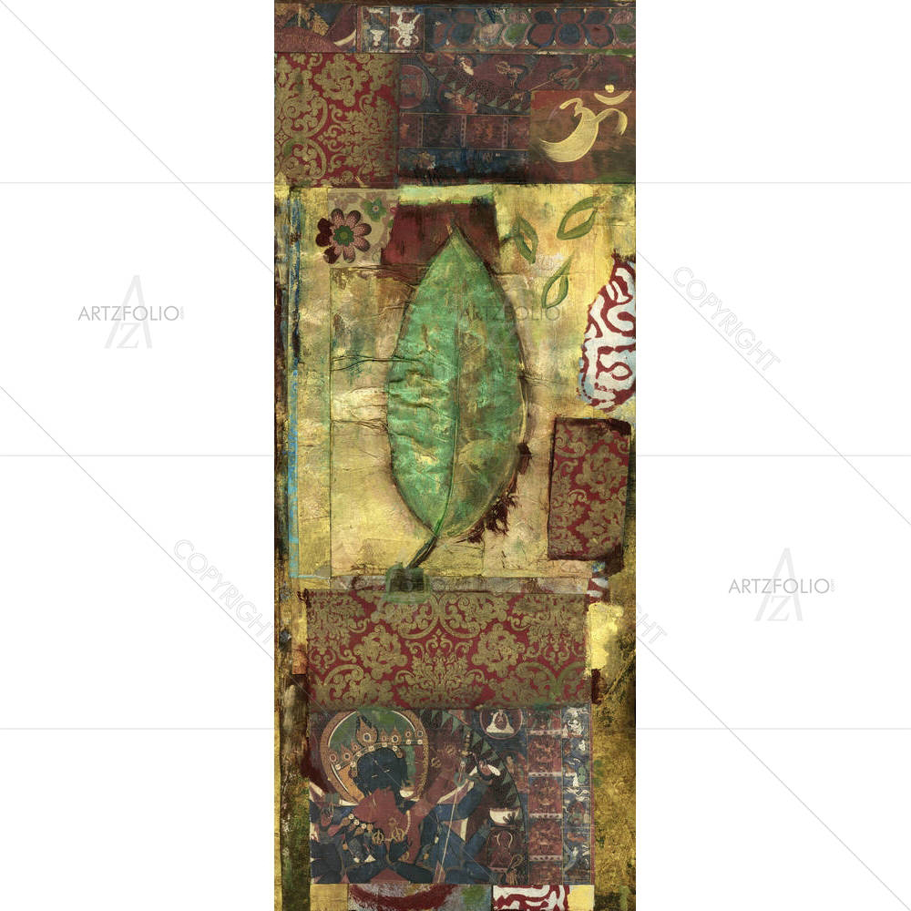 Leaf Collage With Ancient Yogic Dieties Artwork — custom-size art design 5001588