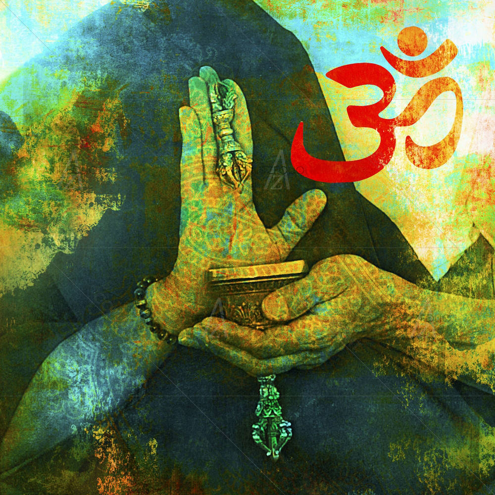 Om Sign With Buddhist Hands — Devotional custom art by ArtzFolio