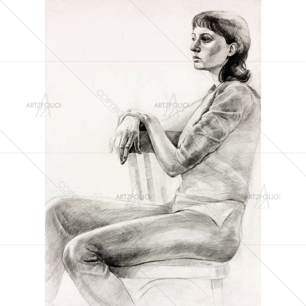 Woman Sitting In A Chair D2 — custom-size art design 5001603