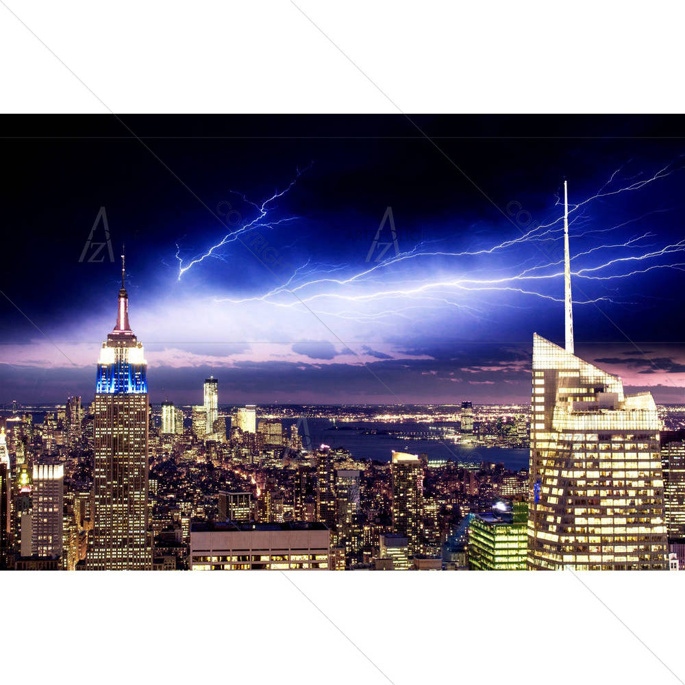 Manhattan Skyscrapers At Night, New York, USA — custom-size art design 5001616