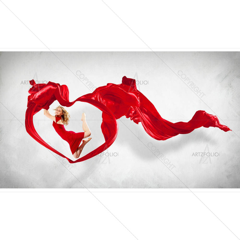 Dancing Woman With Red Fabric — custom-size art design 5001633