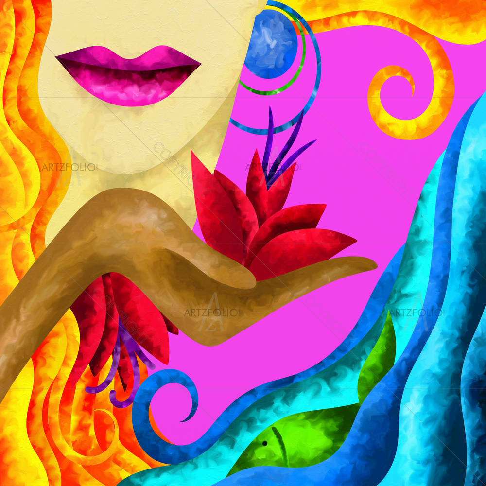 Blond Woman Portrait — custom-size art design 5001642