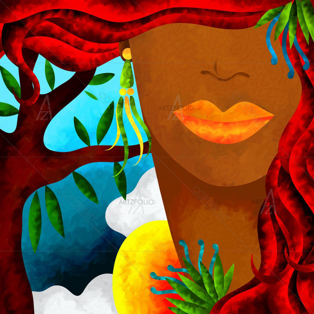 Red Haired Woman — Others Background custom art by ArtzFolio