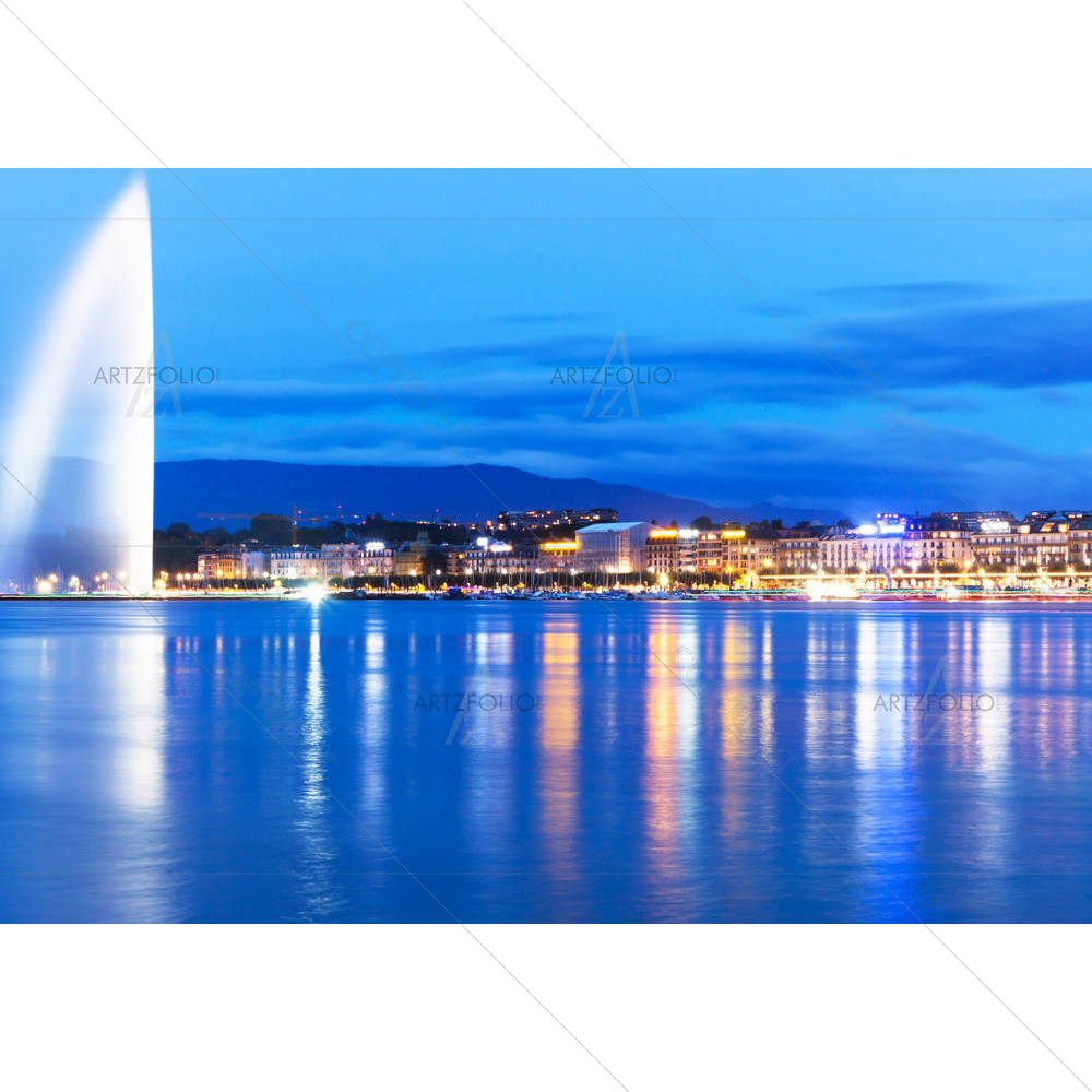 Lake Geneva Switzerland Night — custom-size art design 5001670