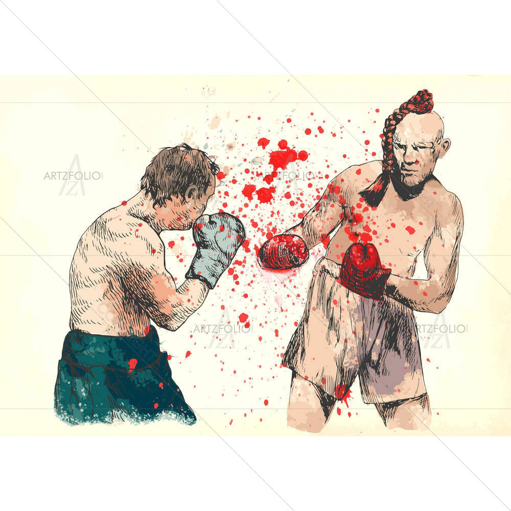 Boxing Men D2 — Ancient custom art by ArtzFolio