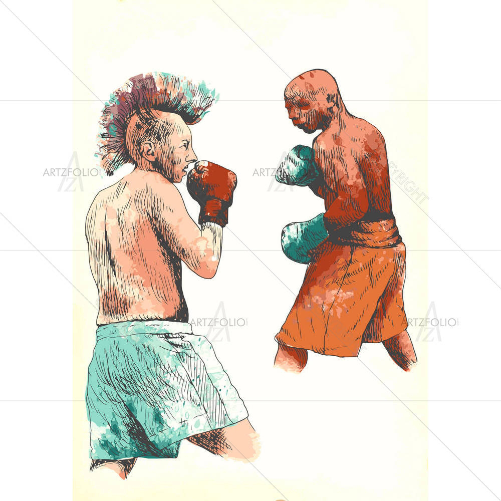 Boxing Men D3 — Ancient custom art by ArtzFolio