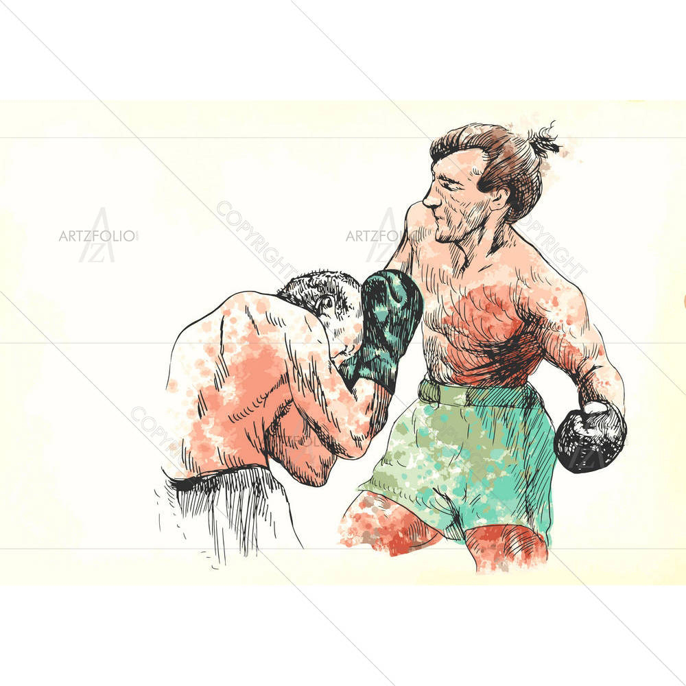 Boxing Men D6 — Ancient custom art by ArtzFolio