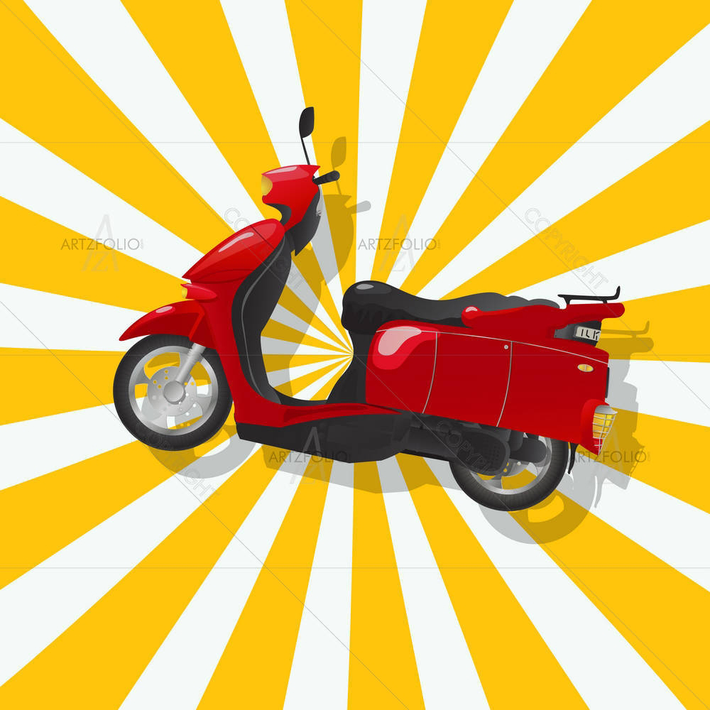 Retro Shiny Red Scooter