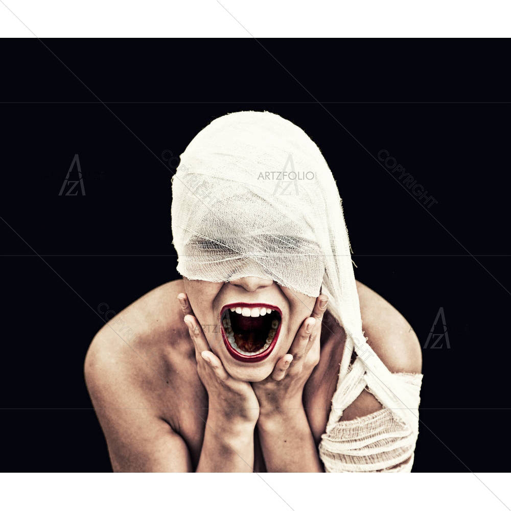 Screaming Woman In Bandage — custom-size art design 5001687
