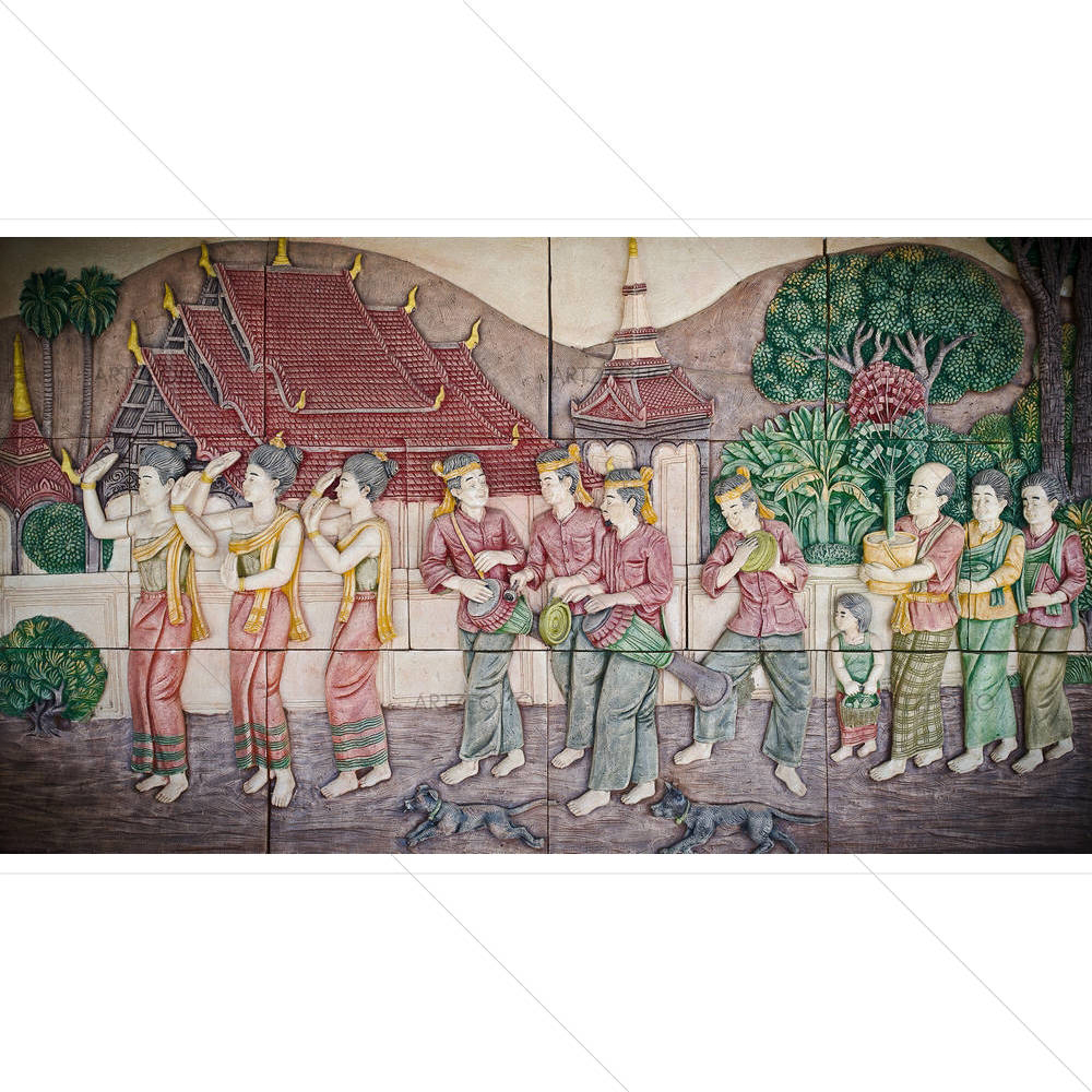 Thai Stucco On The Temple Wall Thailand D1 — custom-size art design 5001690