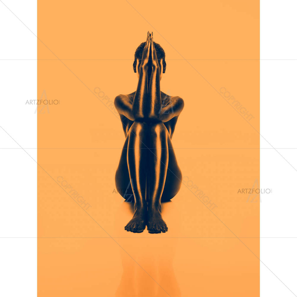 Nude Young Woman With Black Painted Skin D1 — Abstract custom art by ArtzFolio