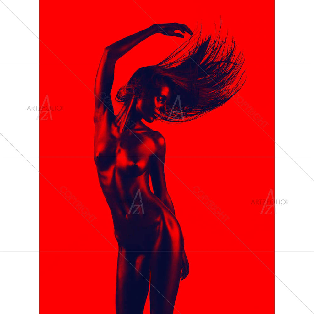 Nude Young Woman With Black Painted Skin D2 — Abstract custom art by ArtzFolio