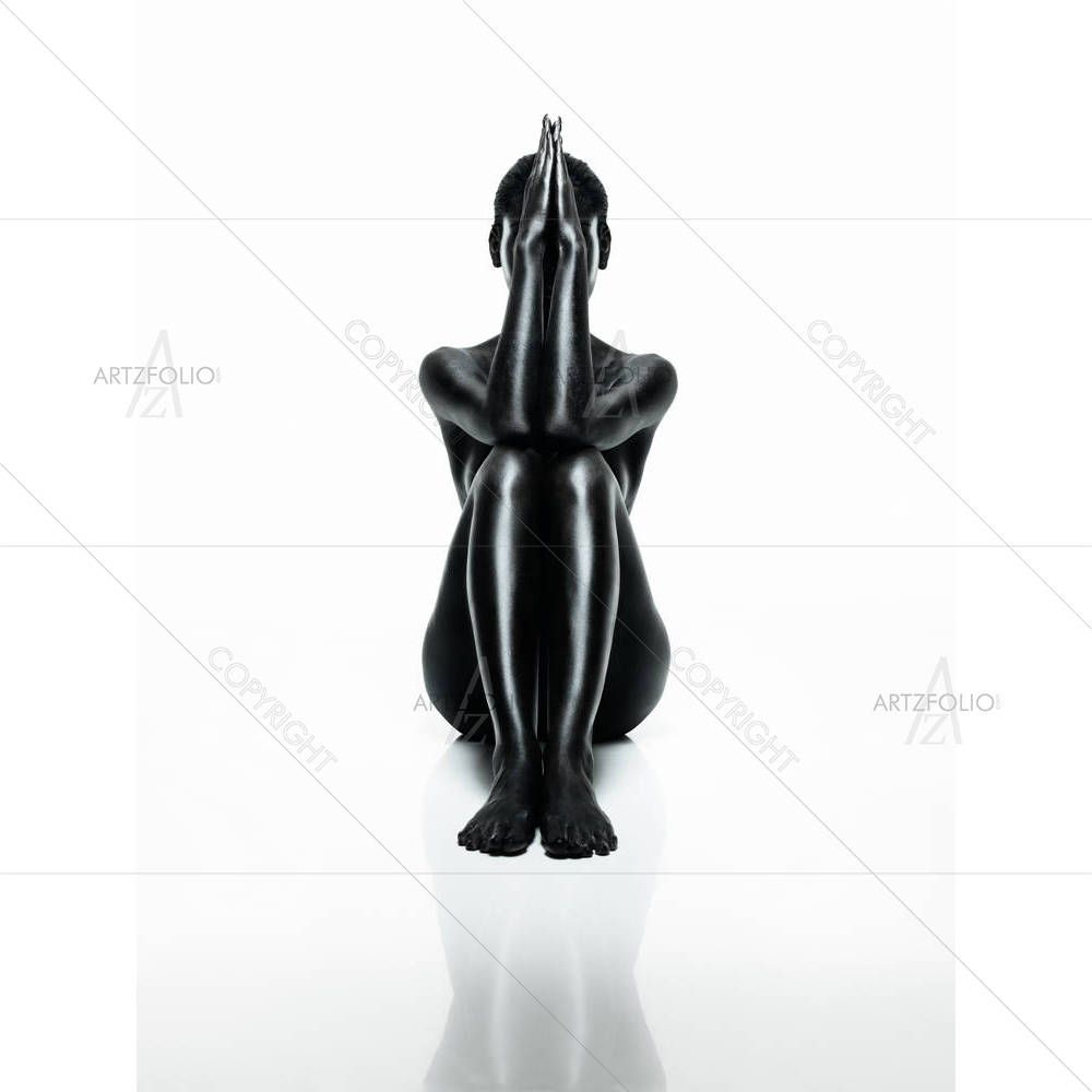 Nude Young Woman With Black Painted Skin D3 — custom-size art design 5001693