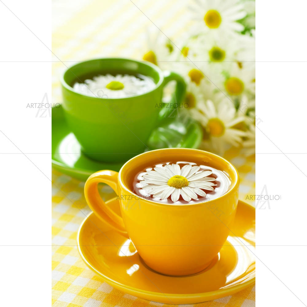 Herbal Chamomile Tea In A Yellow Cup — custom-size art design 5001729