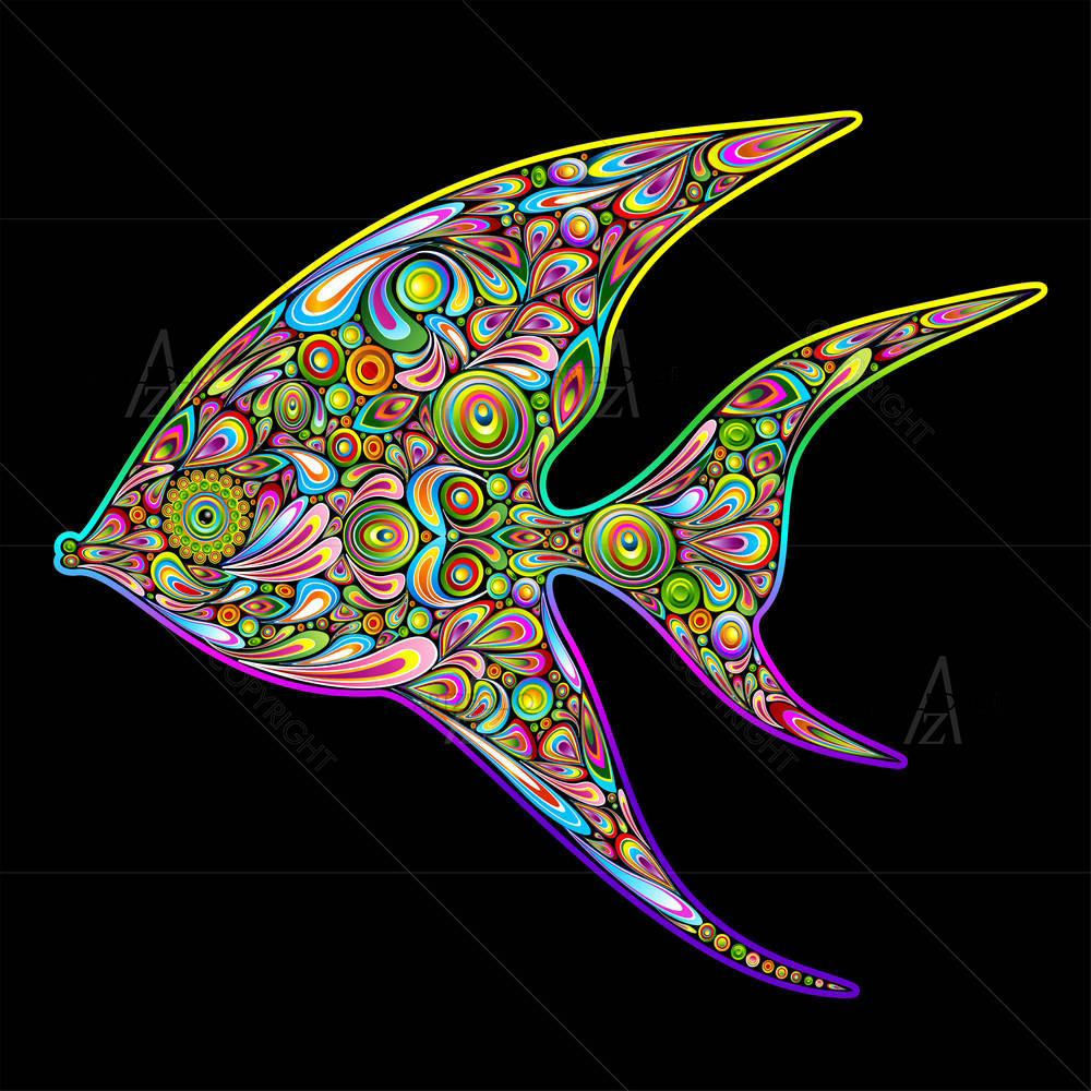 Angel Fish Psychedelic Art — Animals custom art by ArtzFolio