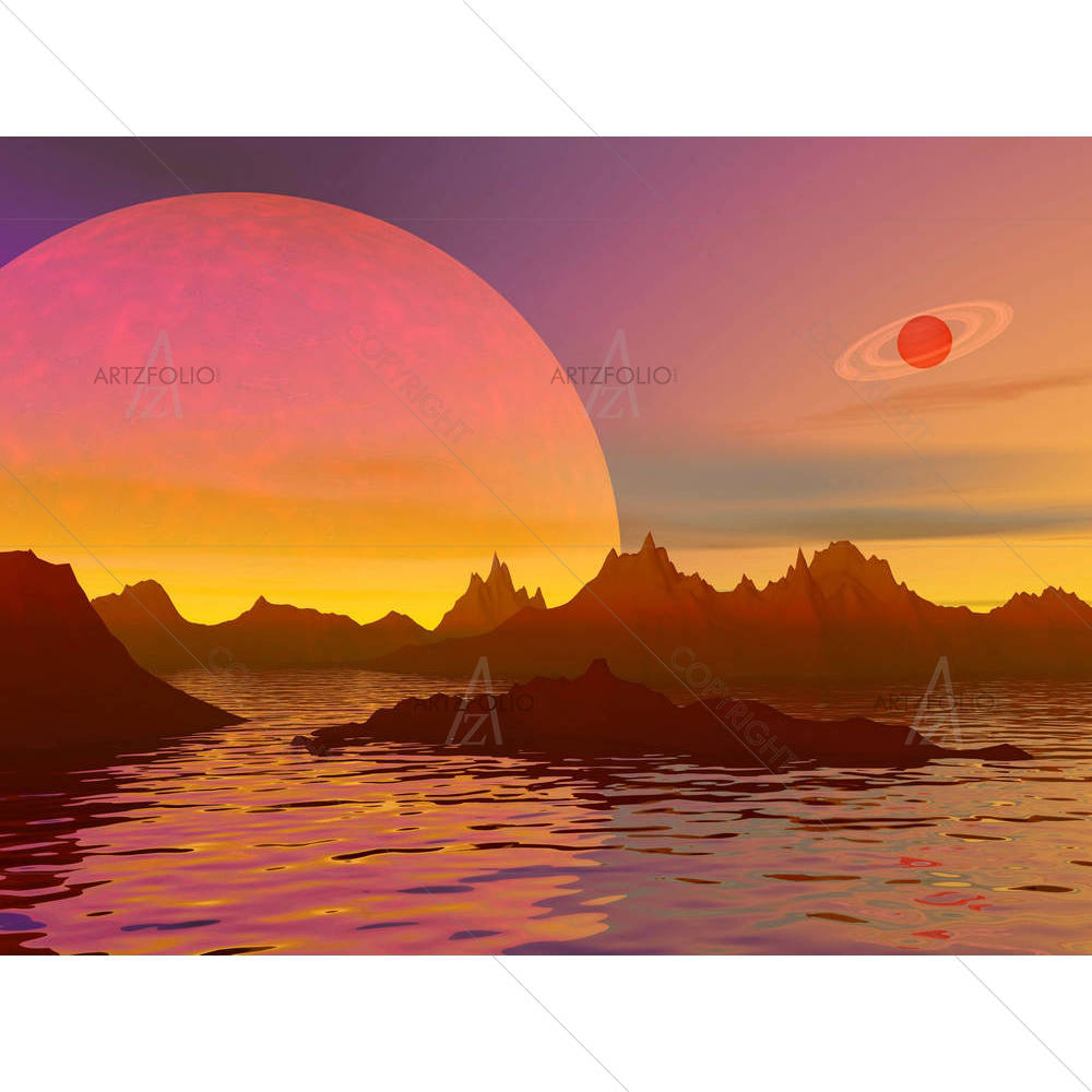 Landscape With Rocky Mountains D2 — Astronomy custom art by ArtzFolio