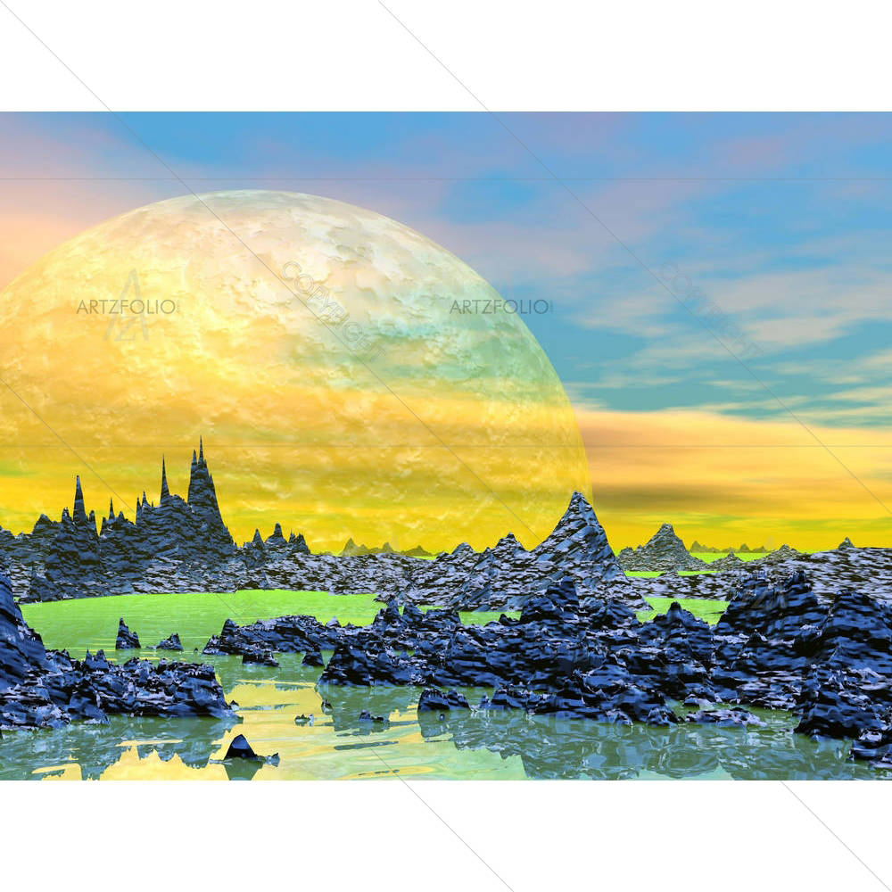 Landscape With Rock Mountains — Astronomy custom art by ArtzFolio