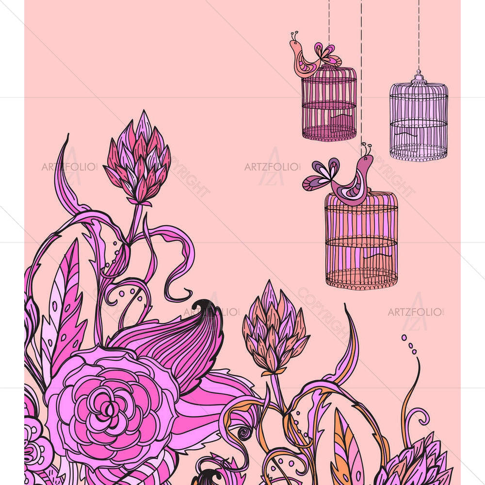 Bird & Cage — custom-size art design 5001760