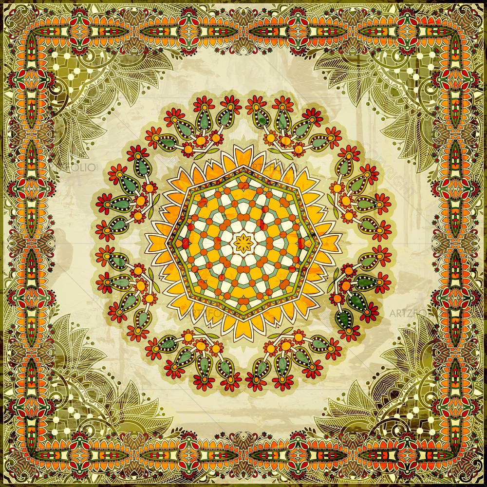 Ornamental Floral Paisley Bandanna — Botanical custom art by ArtzFolio