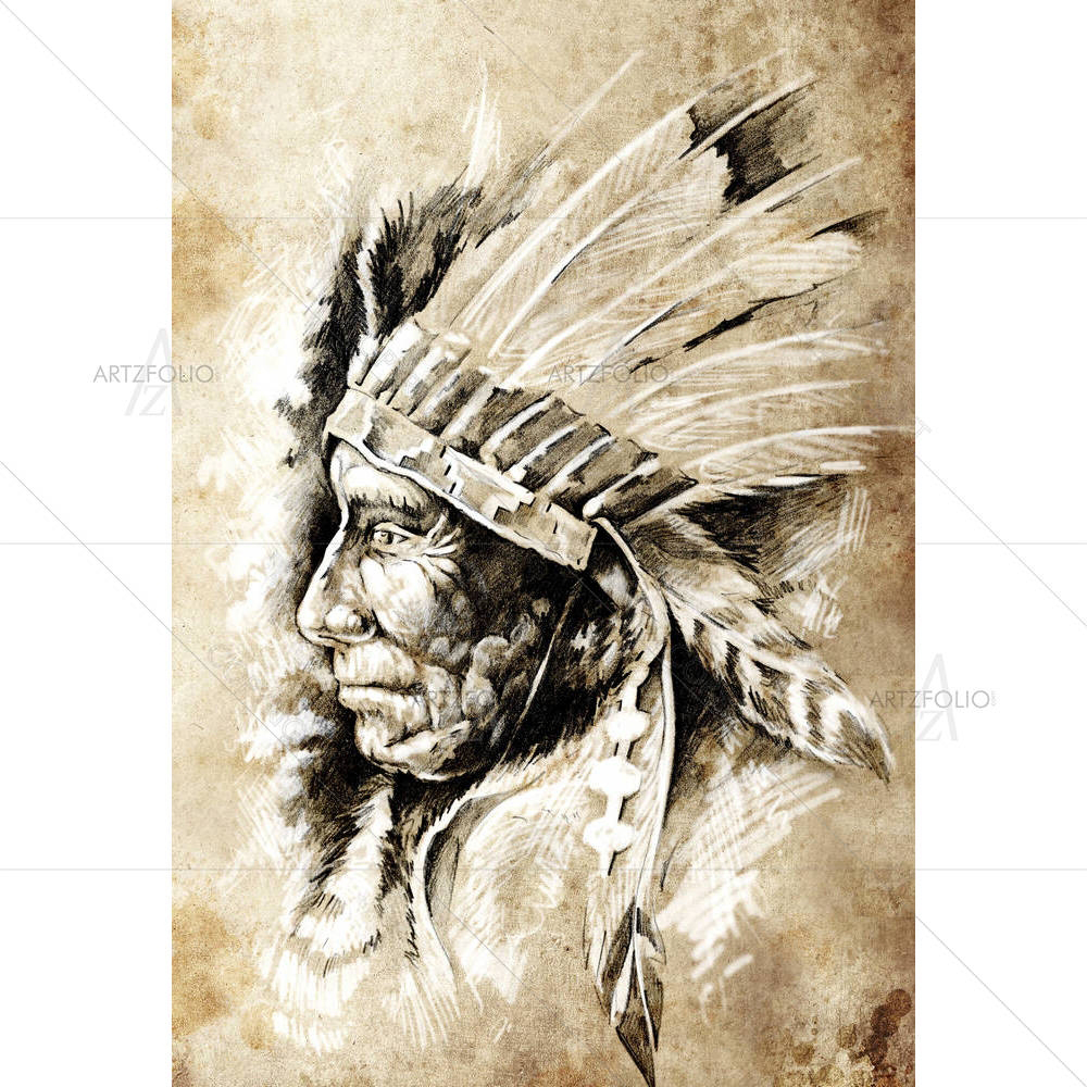 Native American Indian Head D1 — custom-size art design 5001798