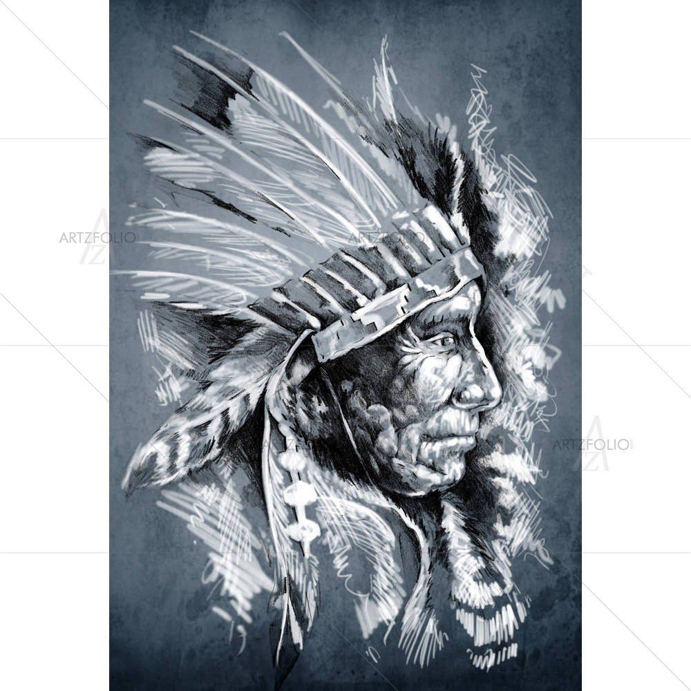Native American Indian Head D2 — American custom art by ArtzFolio