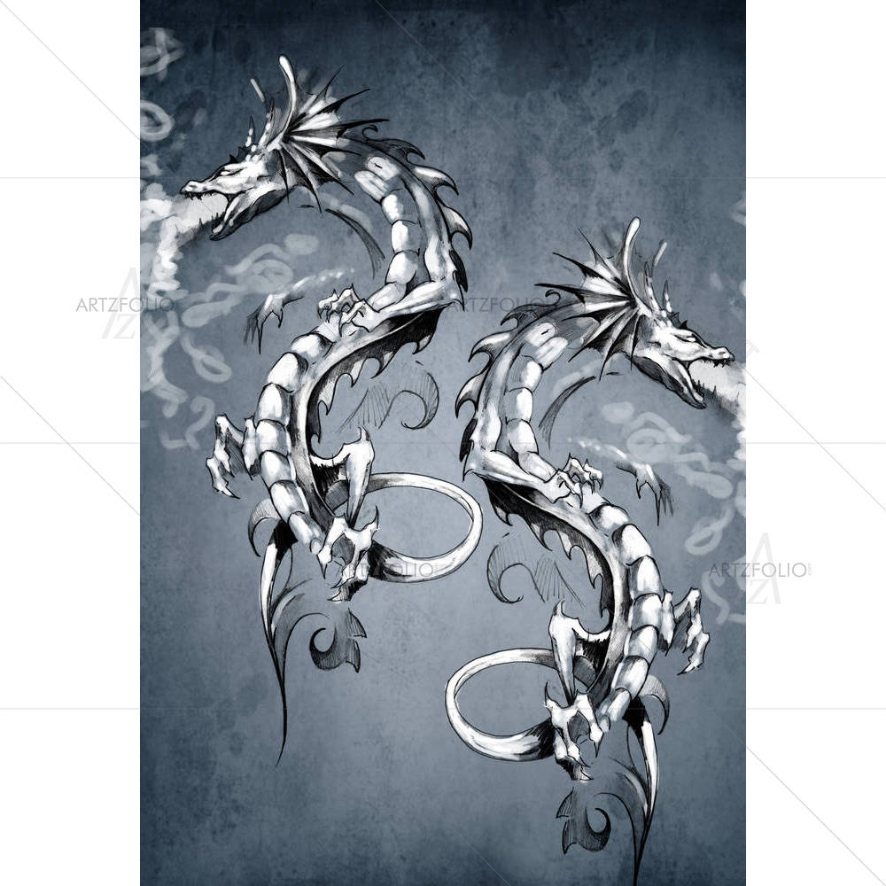 Fatasy Dragon Tattoo Art — custom-size art design 5001802
