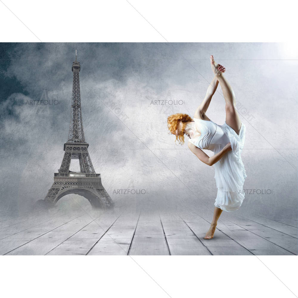 Woman Dancer in Front of The Eifel Tower D2 — Automobiles custom art by ArtzFolio