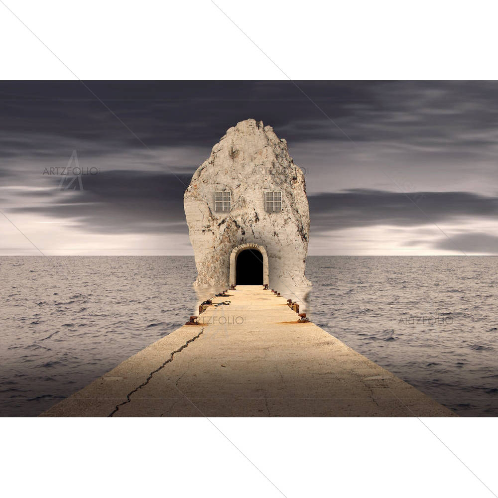 Fantasy Rock House In Ocean — custom-size art design 5001821