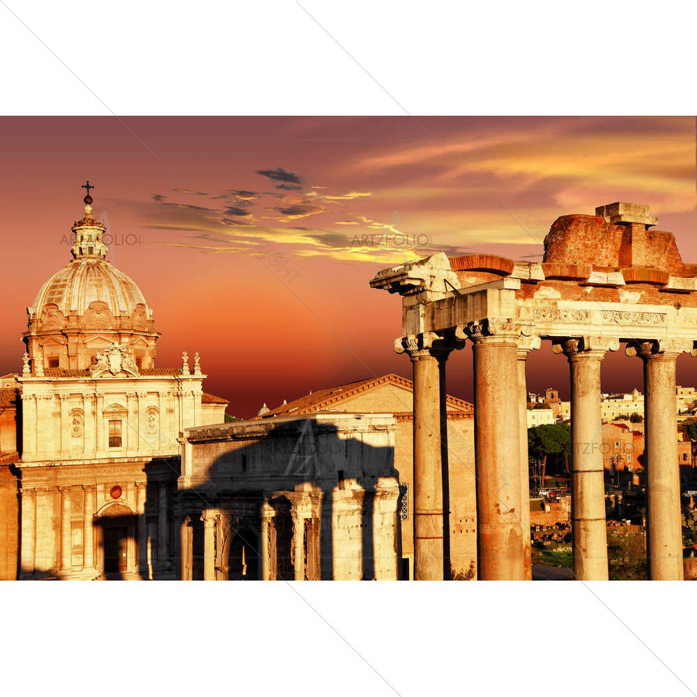 Roman Forums Over Sunset — custom-size art design 5001875