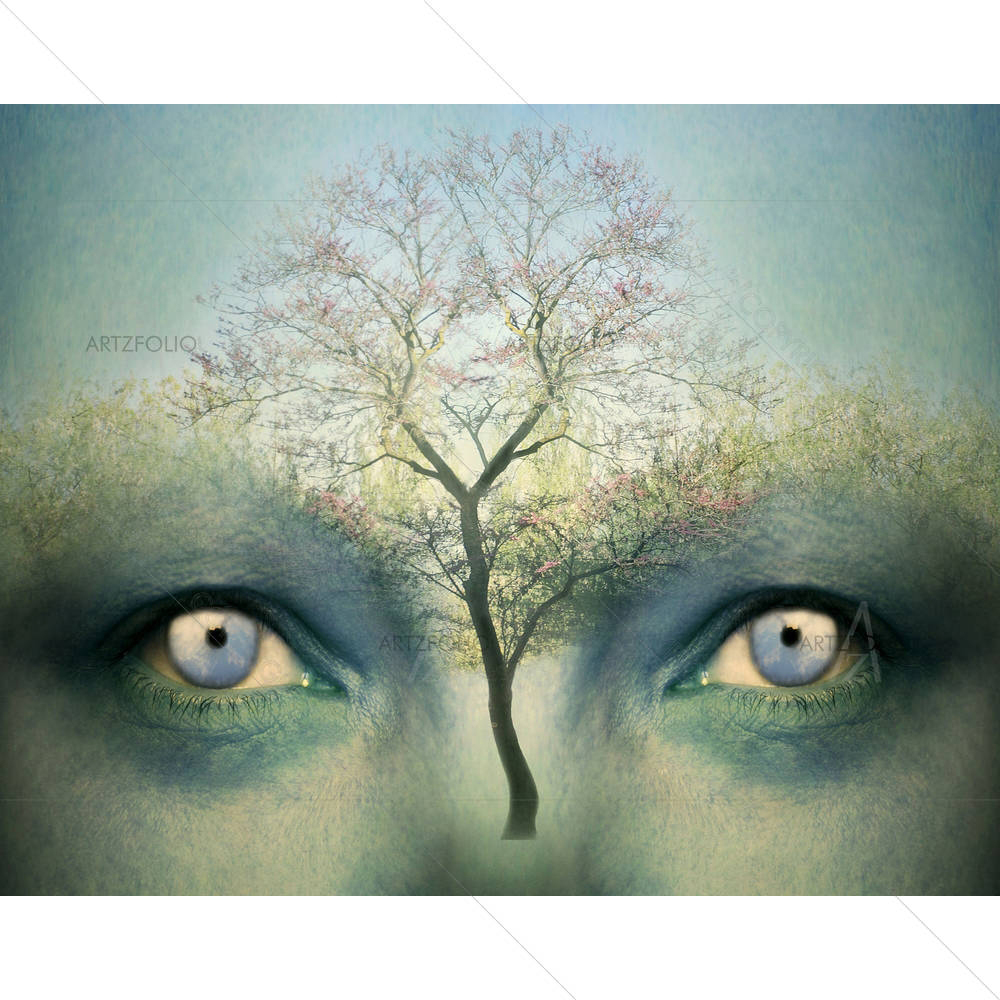 Two Human Eyes & Tree — custom-size art design 5001878