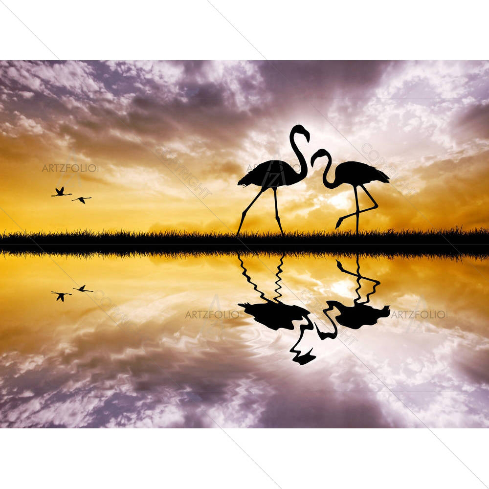 Pink Flamingos In Love — Animals custom art by ArtzFolio