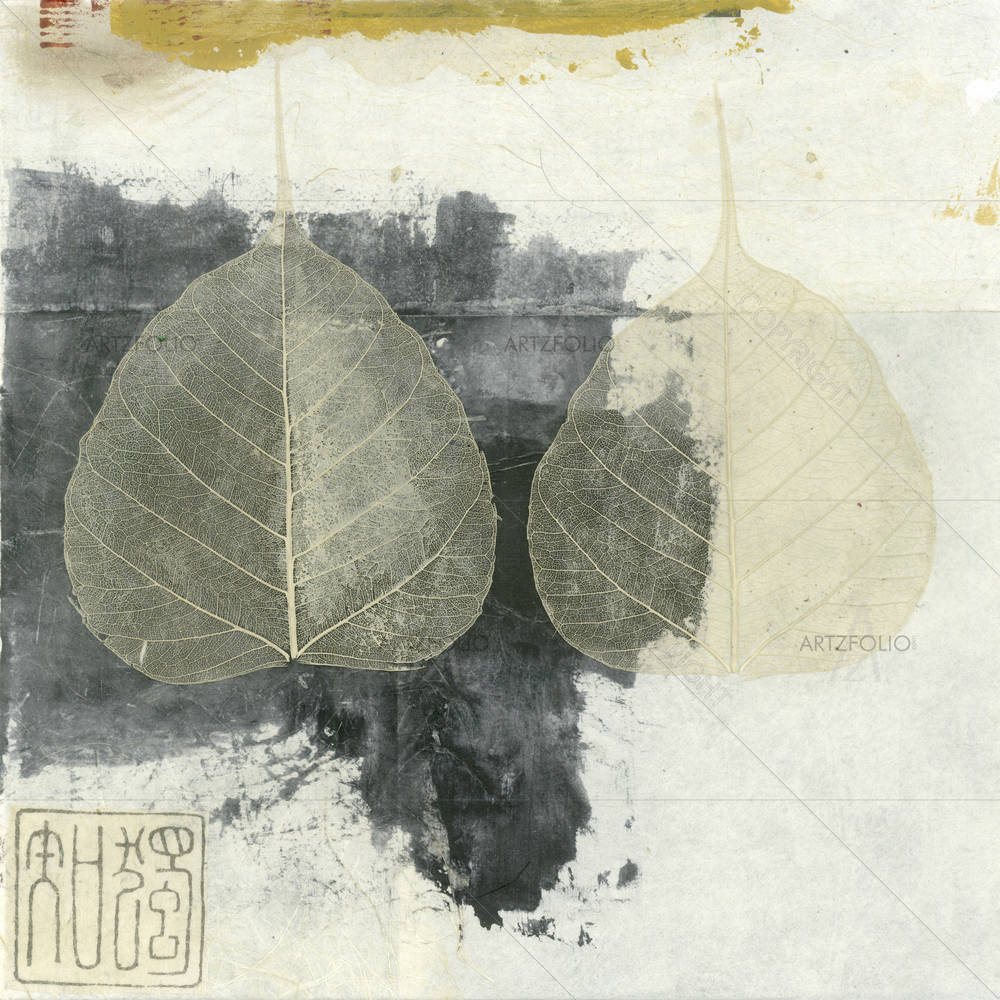 Wabi Sabi Bodhi Leaf Collage — Abstract custom art by ArtzFolio