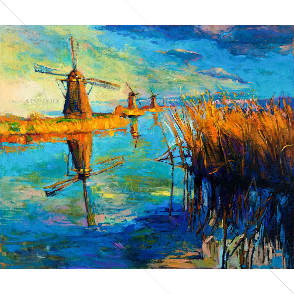 Lake Sunset Landscape D2 — Abstract custom art by ArtzFolio