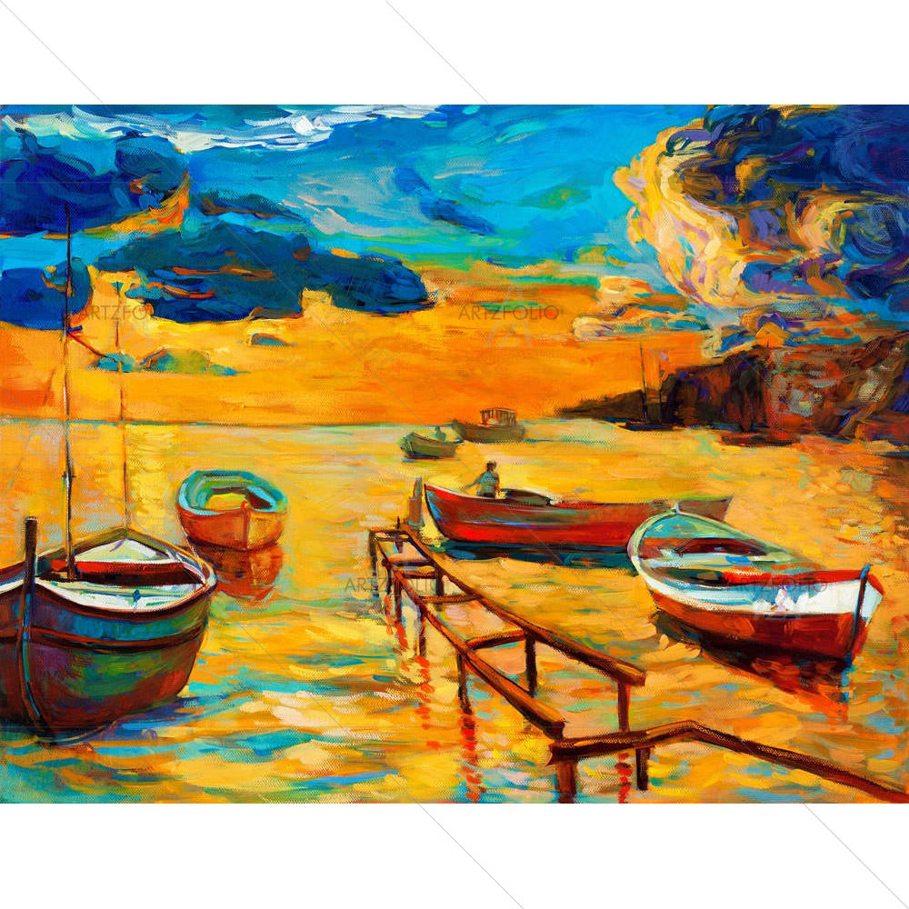 Artwork Of Boat & Jetty — custom-size art design 5001894