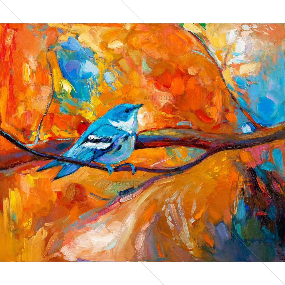 Blue Cerulean Warbler Song Bird — Abstract custom art by ArtzFolio