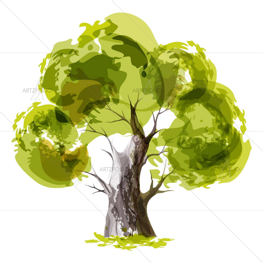 Stylized Green Tree — Botanical custom art by ArtzFolio