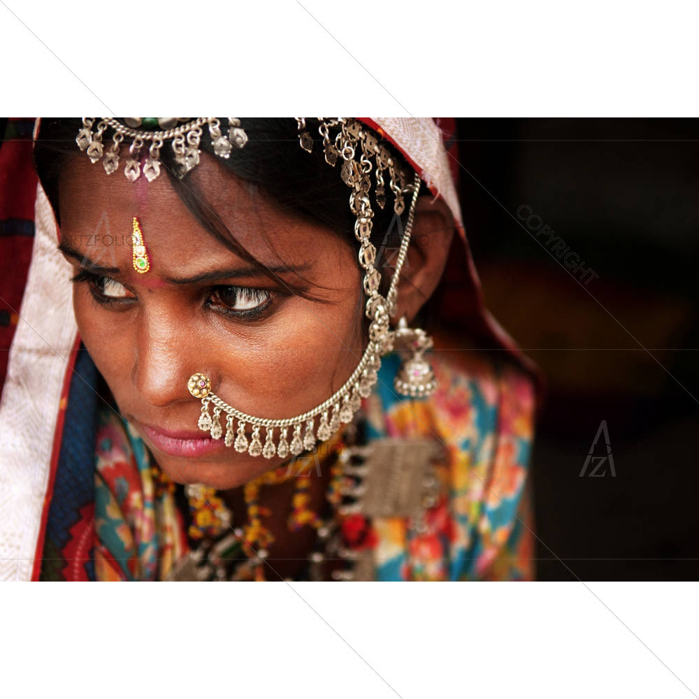 Traditional Indian Woman In Sari D1 — custom-size art design 5001916