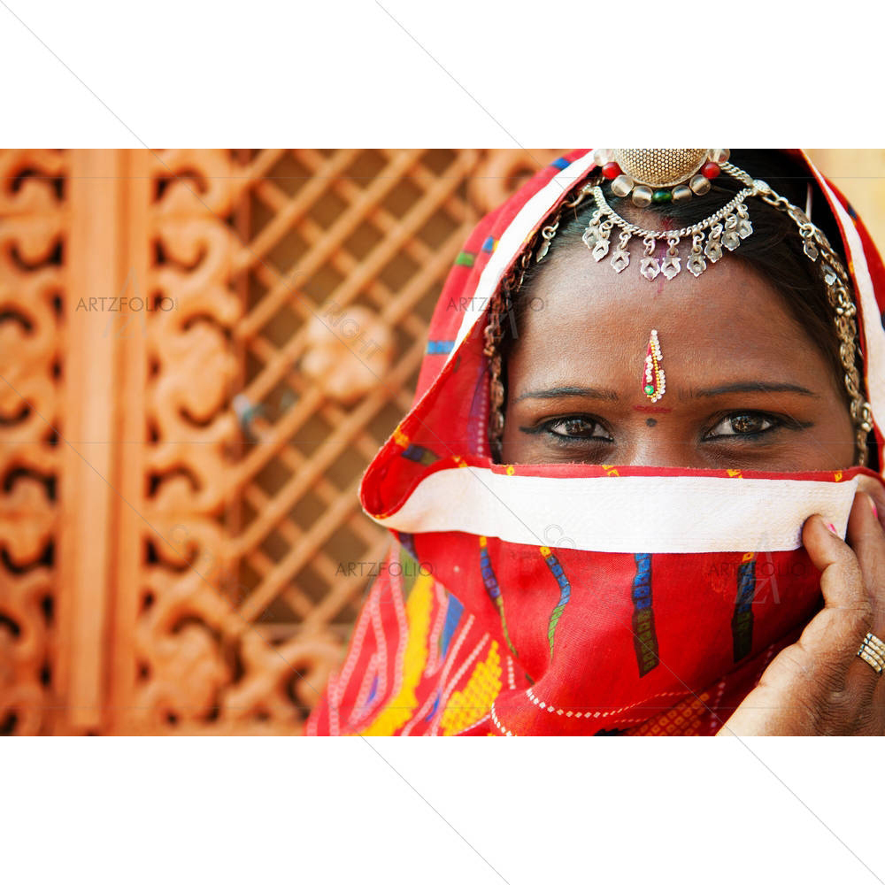 Traditional Indian Woman In Sari D2 — custom-size art design 5001917