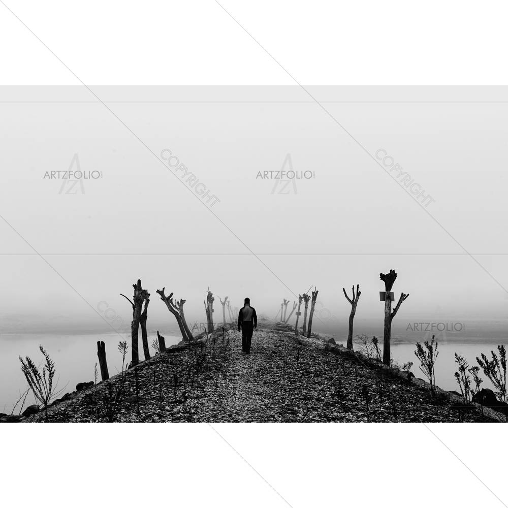 Man Walking In A Thick Fog — Landscapes custom art by ArtzFolio