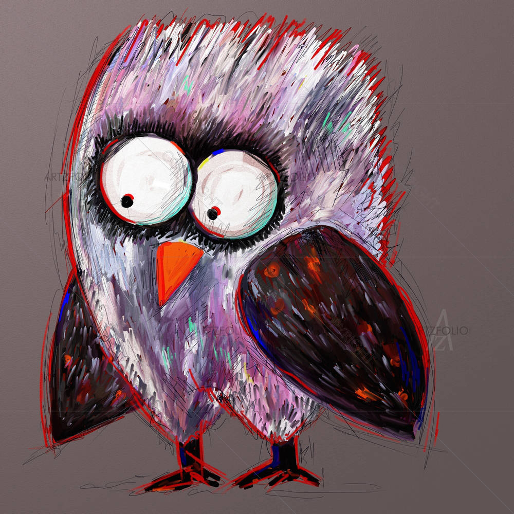Doodle Crazy Owl — custom-size art design 5001930