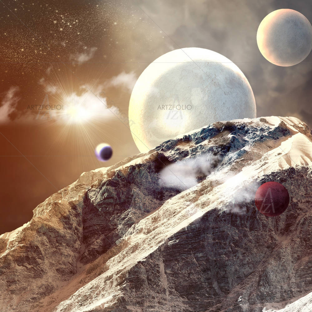Planets In Fantastic Space D1 — Abstract custom art by ArtzFolio