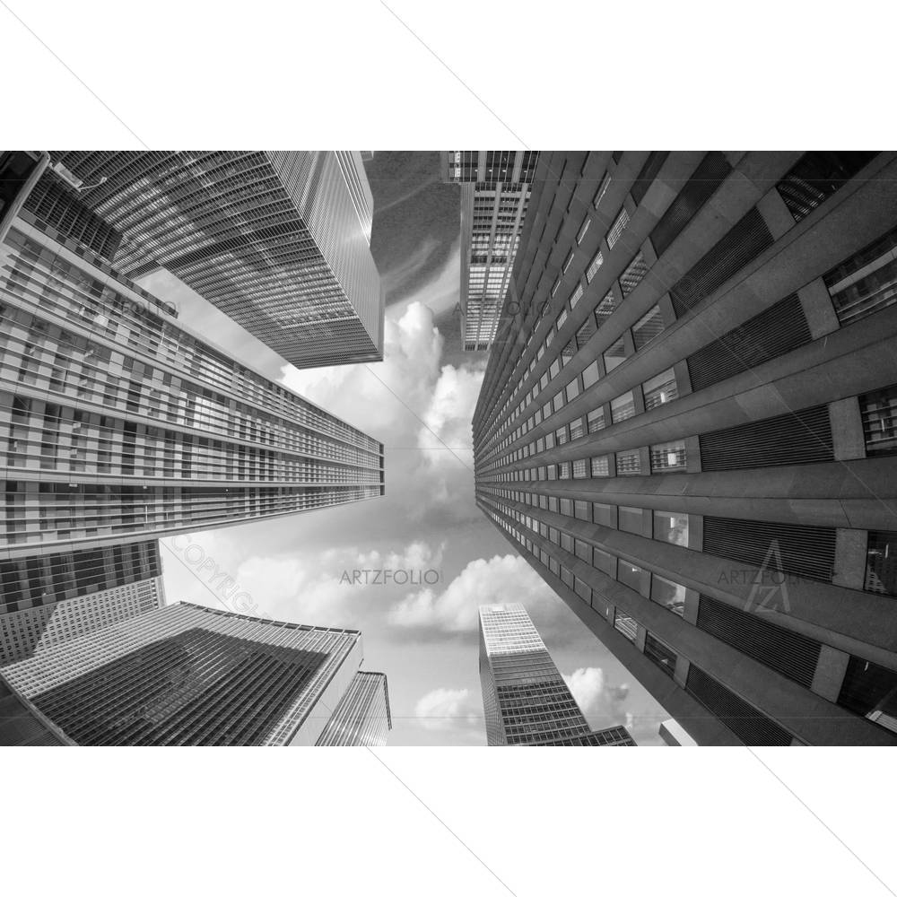 City Skyscrapers in a Fisheye — American custom art by ArtzFolio