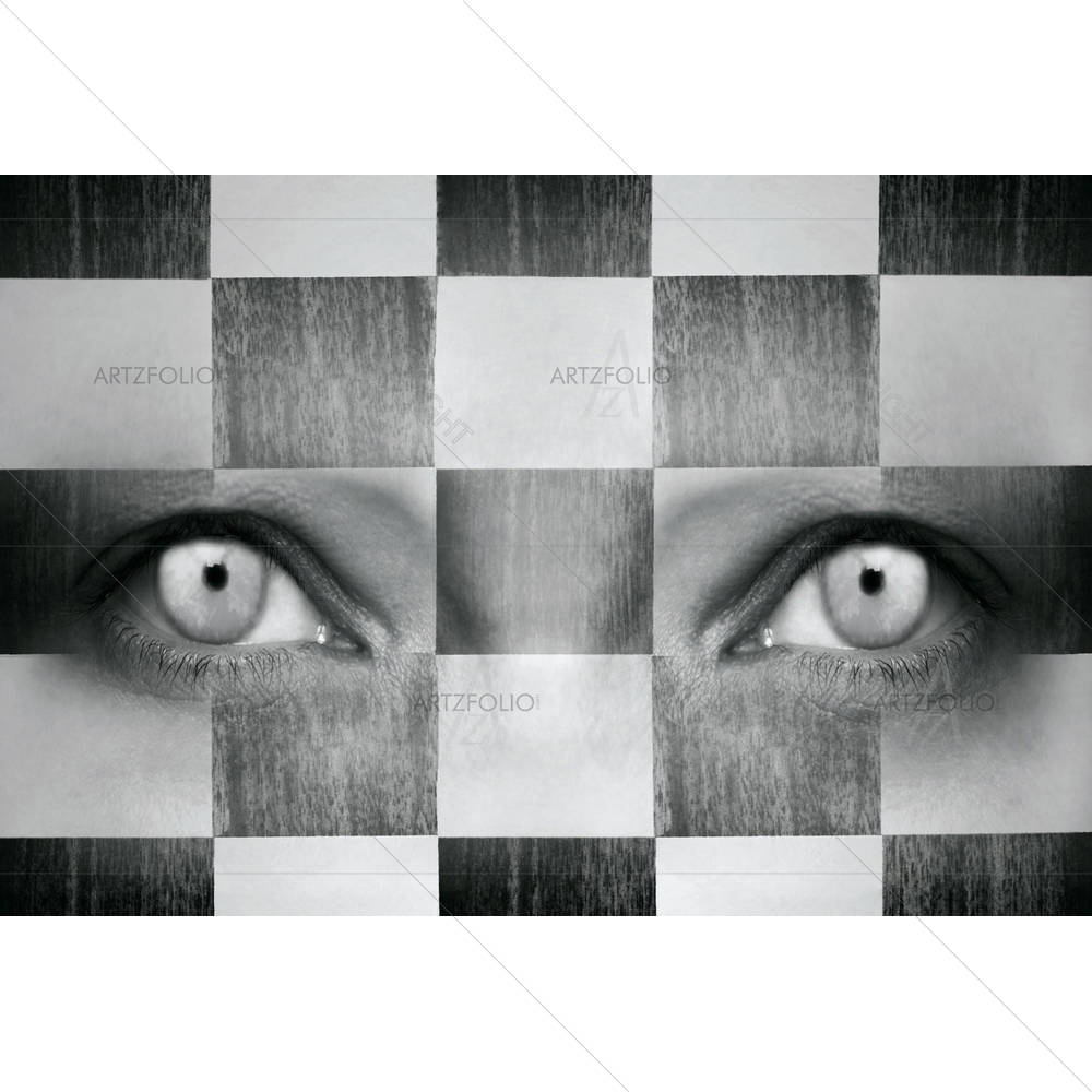 Human Eyes With A Chess Texture — custom-size art design 5001976