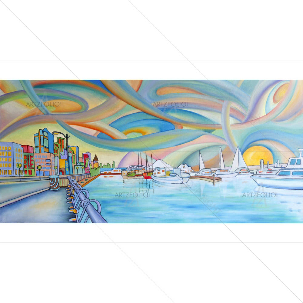 Seattle Waterfront Mt Rainier Washington D1 — custom-size art design 5001982