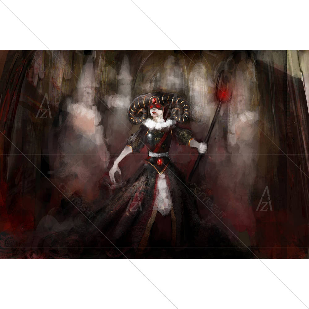 Witch Warrior With Ghost — Fantasy custom art by ArtzFolio