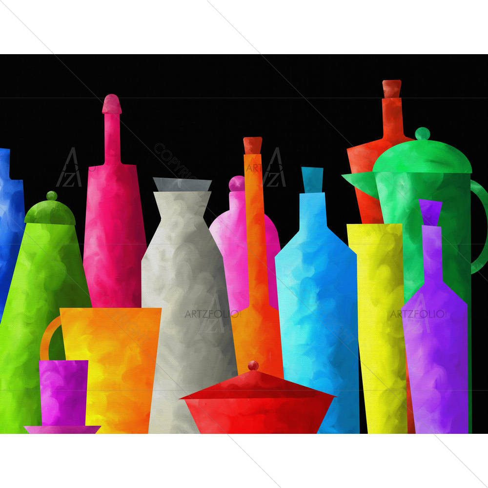 Colored Bottles D1 — Abstract custom art by ArtzFolio