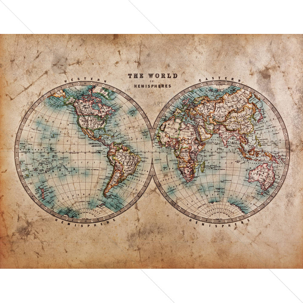Mid 1800s Old World Map — custom-size art design 5002007